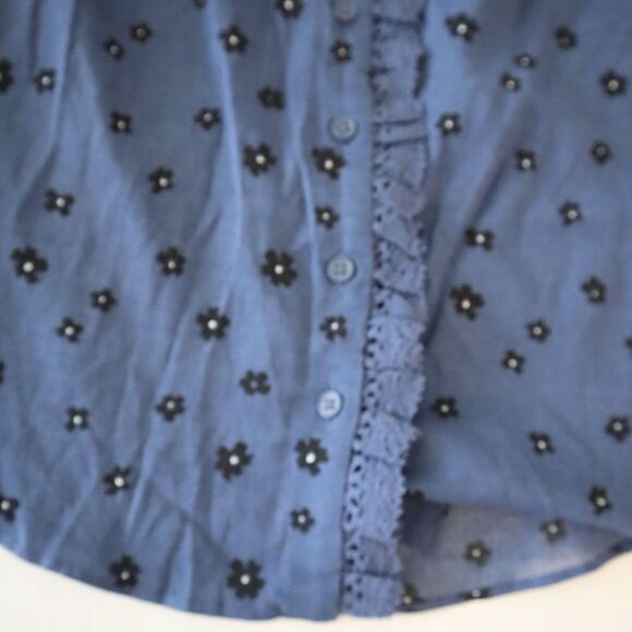 Joie TP053439162 Women's Sz XS Blue Multi Alain Floral Semi-Sheer L/S Shirt - Picture 12 of 12